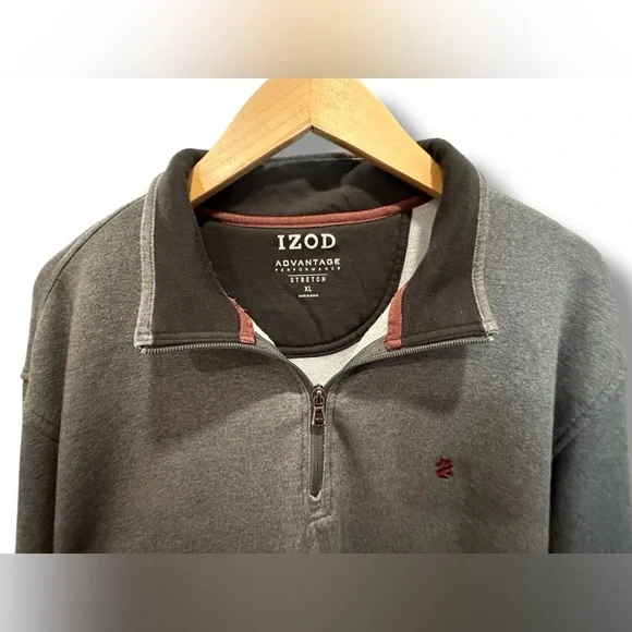 Izod Gray Zip Up Sweater - Picture 5 of 7